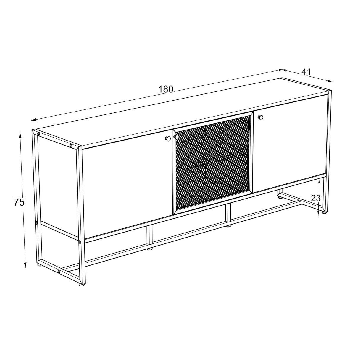 ŠIROKÁ KOMODA, bílá, 180/75/41 cm - bílá, Moderní, kov/kompozitní dřevo (180/75/41cm) - P & B