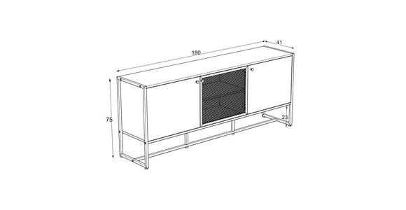 SIDEBOARD 180/75/41 cm  - Anthrazit/Schwarz, MODERN, Holzwerkstoff/Metall (180/75/41cm) - Novel