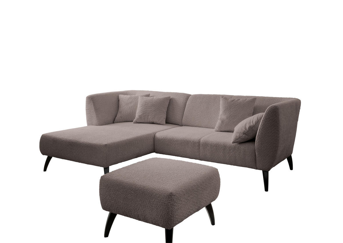 ECKSOFA in Bouclé Taupe  - Taupe/Schwarz, Modern, Holz/Textil (160/264cm) - MID.YOU
