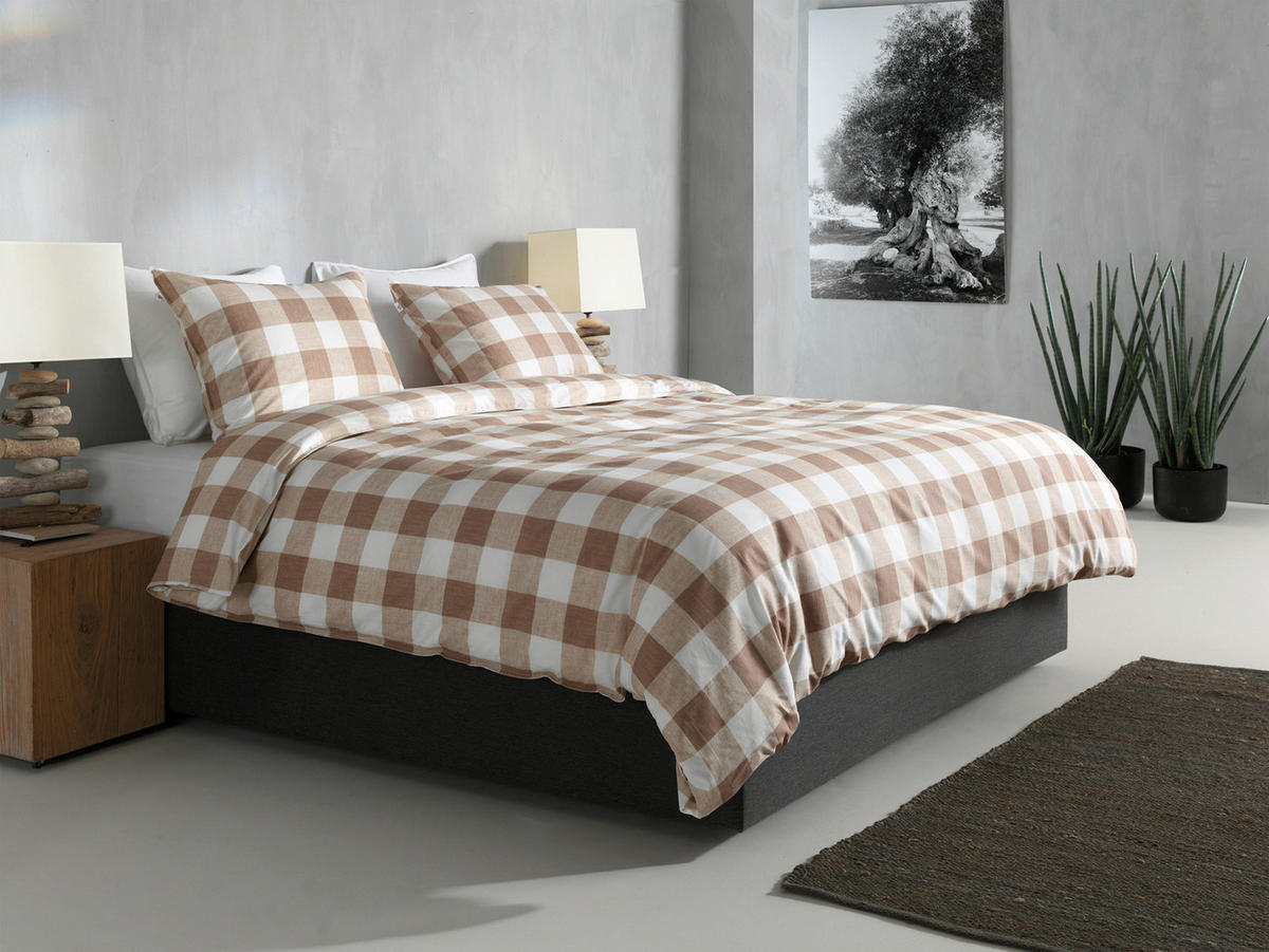 BETTWÄSCHE Quattro-di-Lino Renforcé 155/220 cm  - Beige, Basics, Textil (155/220cm)