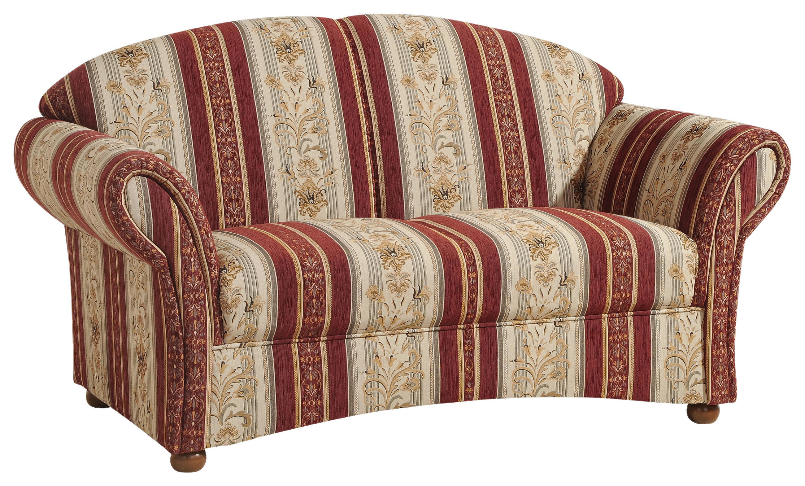 2-SITZER-SOFA Chenille Rot, Beige  - Beige/Rot, Design, Holz/Textil (151/85/81cm) - Max Winzer