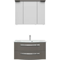 BADEZIMMER 3-teilig  in 92 cm  - Chromfarben/Grau Hochglanz, Basics, Glas/Holzwerkstoff (92cm) - Sadena