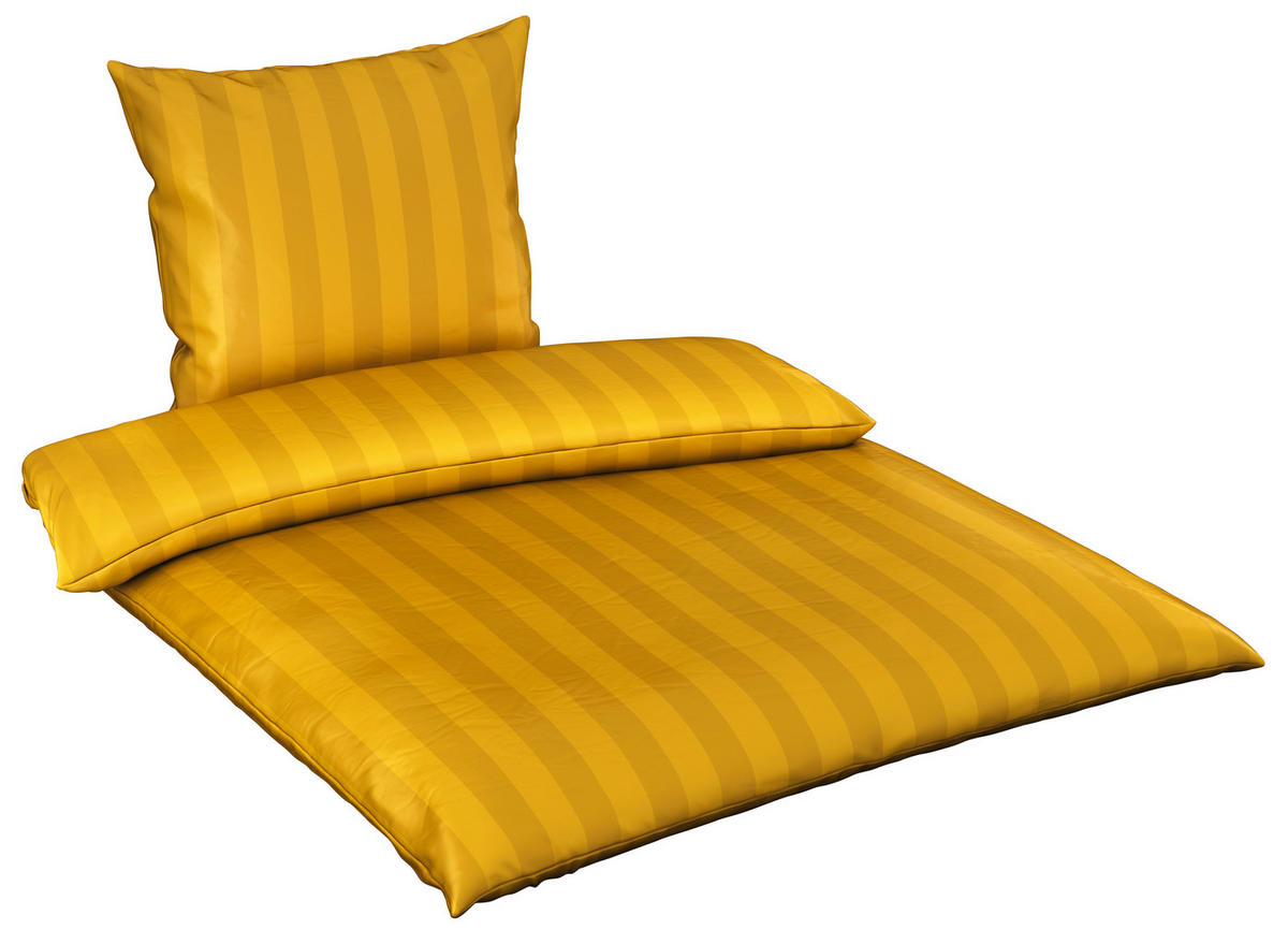 BETTWÄSCHE Dobby Satin 155/220 cm  - Goldfarben, KONVENTIONELL, Textil (155/220cm) - Novel
