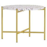 BEISTELLTISCH 55/55/40 cm Schwarz, Weiß, Goldfarben rund  - Goldfarben/Schwarz, Trend, Stein/Metall (55/55/40cm) - Boxxx