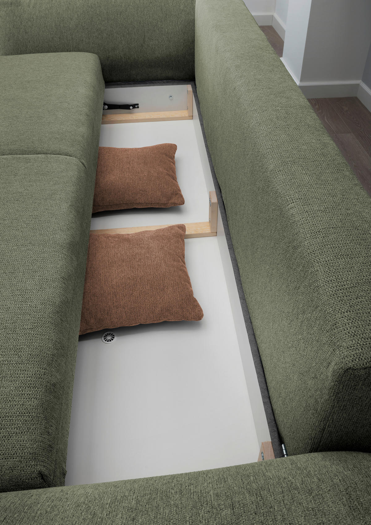 BIGSOFA in Chenille Dunkelgrün  - Chromfarben/Dunkelgrün, Modern, Kunststoff/Textil (242/71/90/131cm) - Livetastic