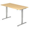 SCHREIBTISCH 160/80/72-119 cm  in Ahornfarben  - Silberfarben/Ahornfarben, KONVENTIONELL, Holzwerkstoff/Metall (160/80/72-119cm) - Venda