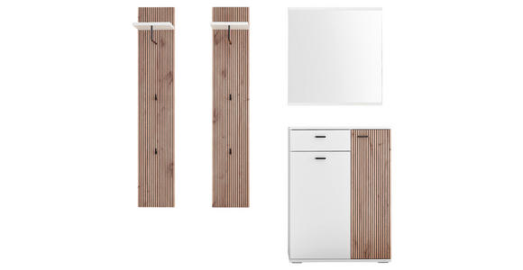 GARDEROBE 4-teilig in 155/198/37 cm - Eichefarben/Weiß, Design, Holzwerkstoff (155/198/37cm) - Voleo