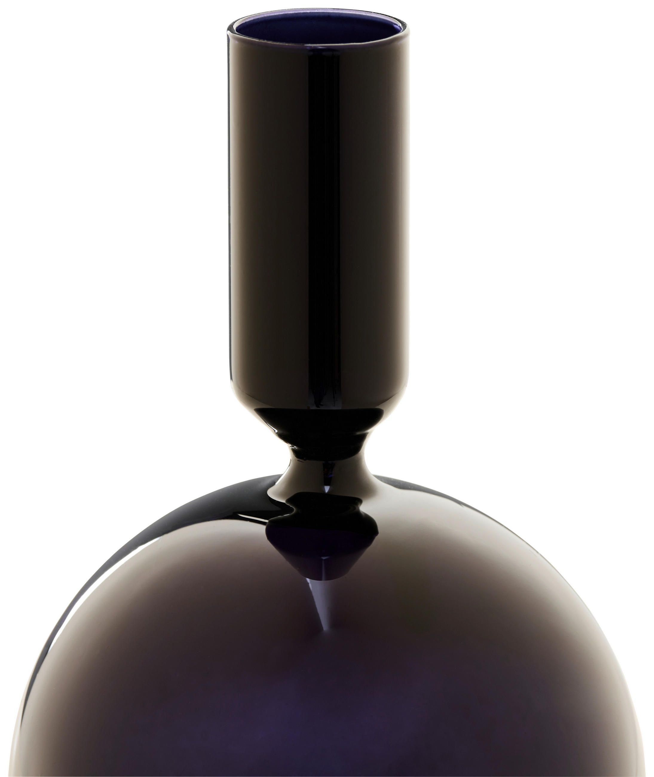 KERZENHALTER - Schwarz Hochglanz, Trend, Glas (9/18cm)
