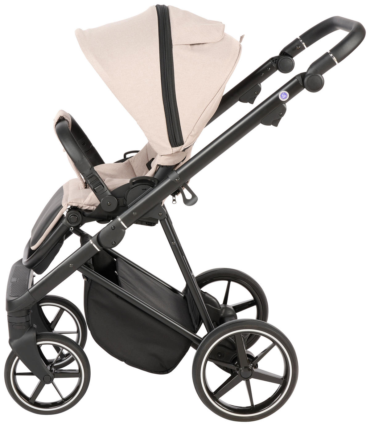 KINDERWAGENSET  - Taupe/Schwarz, Basics, Textil/Metall (57,5/116/101cm) - Jimmylee