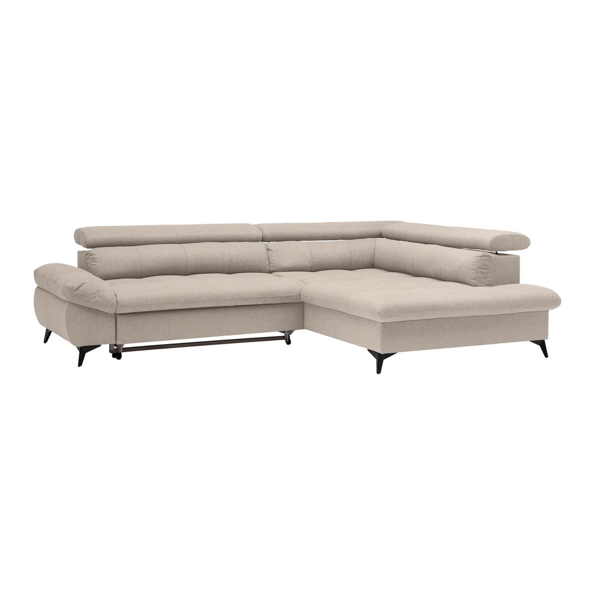 ECKSOFA Chenille Beige  - Beige/Schwarz, Modern, Textil/Metall (296/201cm) - Livetastic