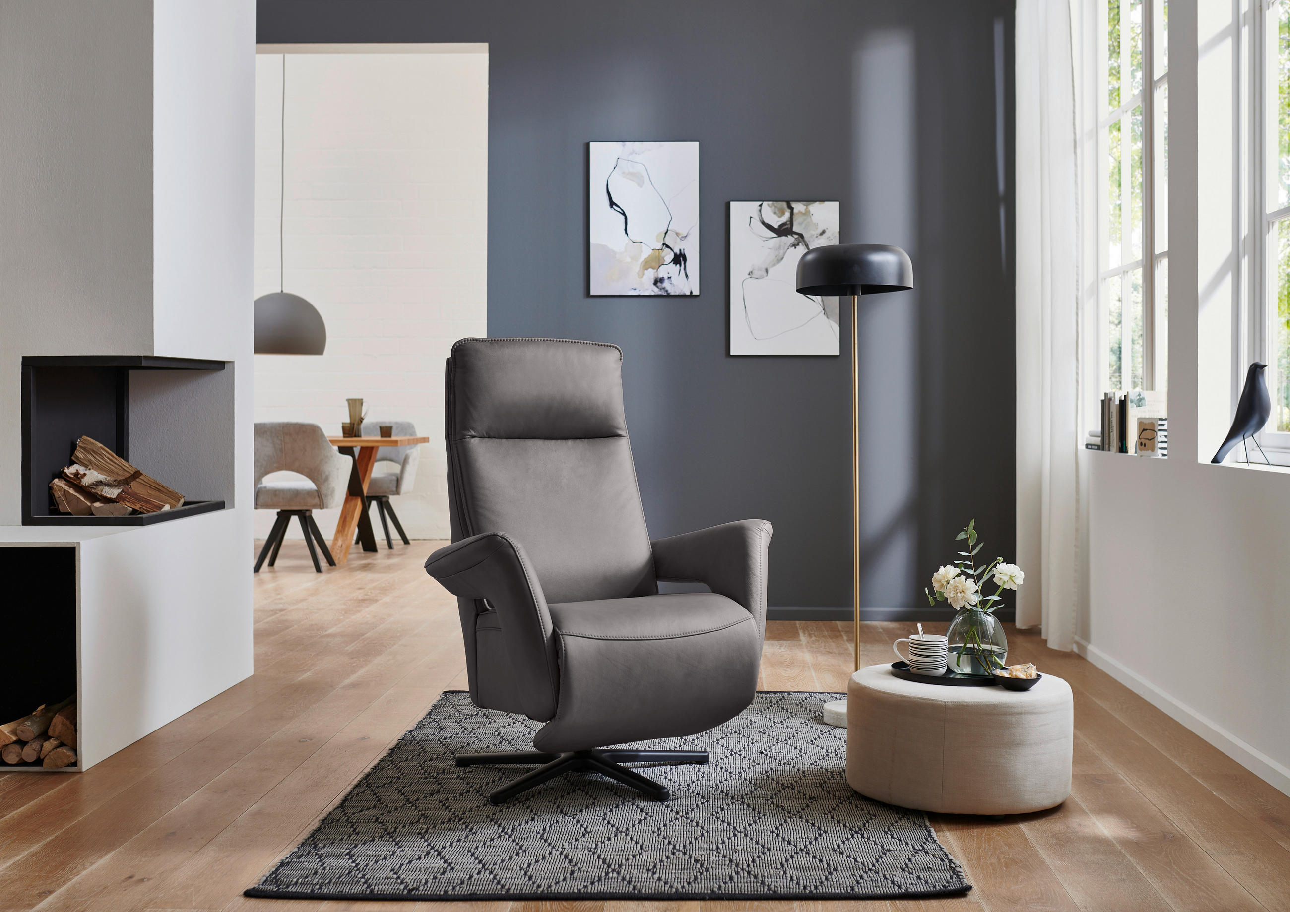 RELAXSESSEL in Leder Dunkelbraun  - Dunkelbraun/Schwarz, Design, Leder/Metall (83/112/87-174cm) - Valdera