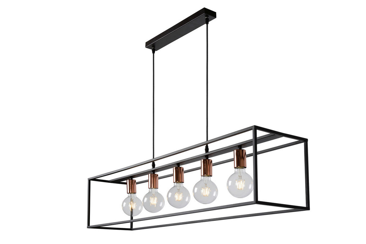 HÄNGELEUCHTE 100/25/155 cm    - Schwarz, Basics, Metall (100/25/155cm) - Lucide