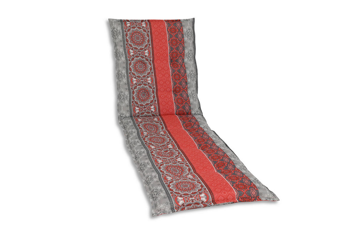 LIEGENAUFLAGE Ornament  - Dunkelgrau/Rot, Basics, Textil (60/7/190cm)