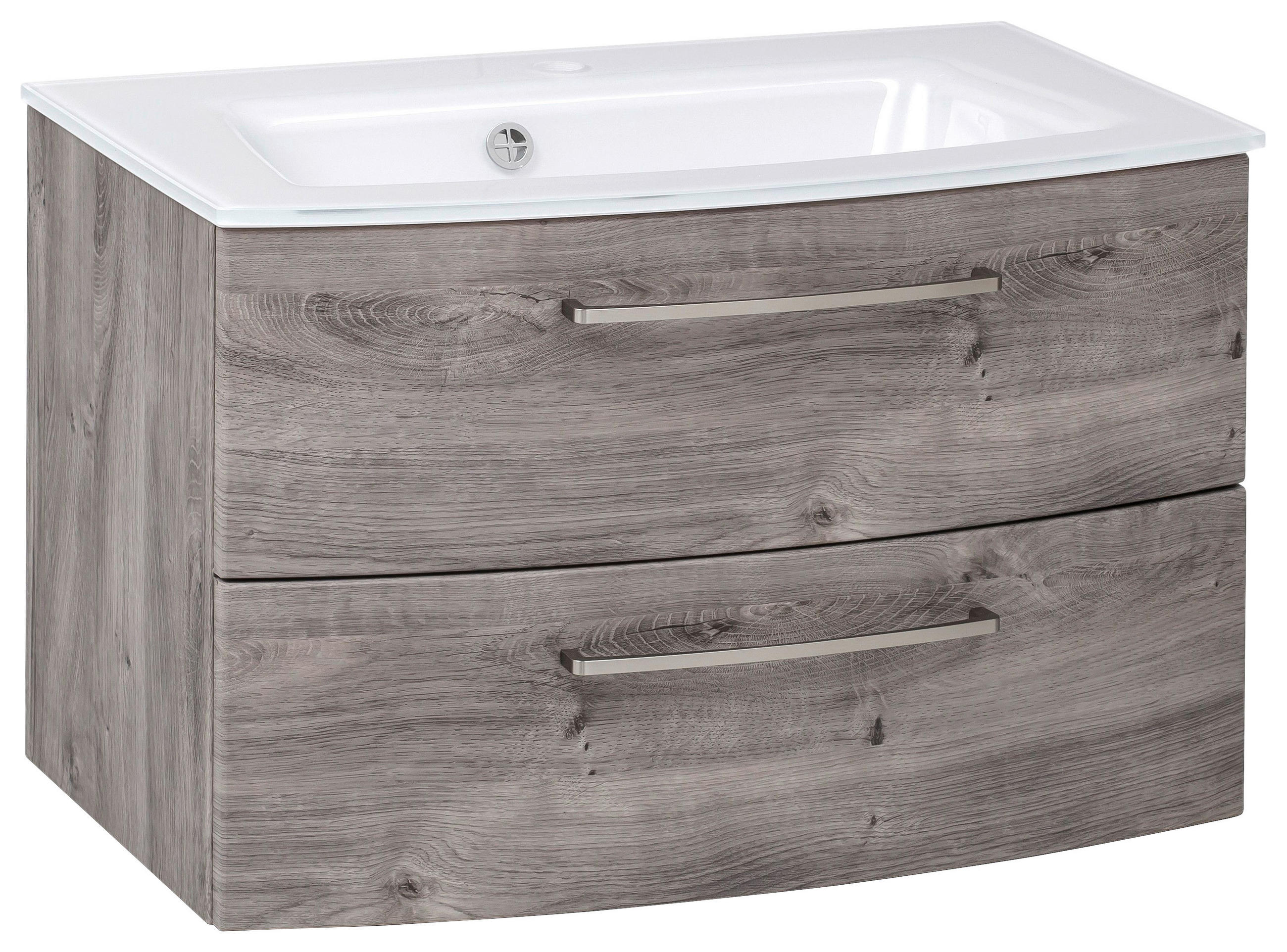 WASCHTISCHKOMBI 80 cm  - Weiss/Eiche grau, Konventionell, Glas/Holzwerkstoff (80cm) - Held