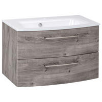 WASCHTISCHKOMBI 80 cm  - Weiss/Eiche grau, Konventionell, Glas/Holzwerkstoff (80cm) - Held