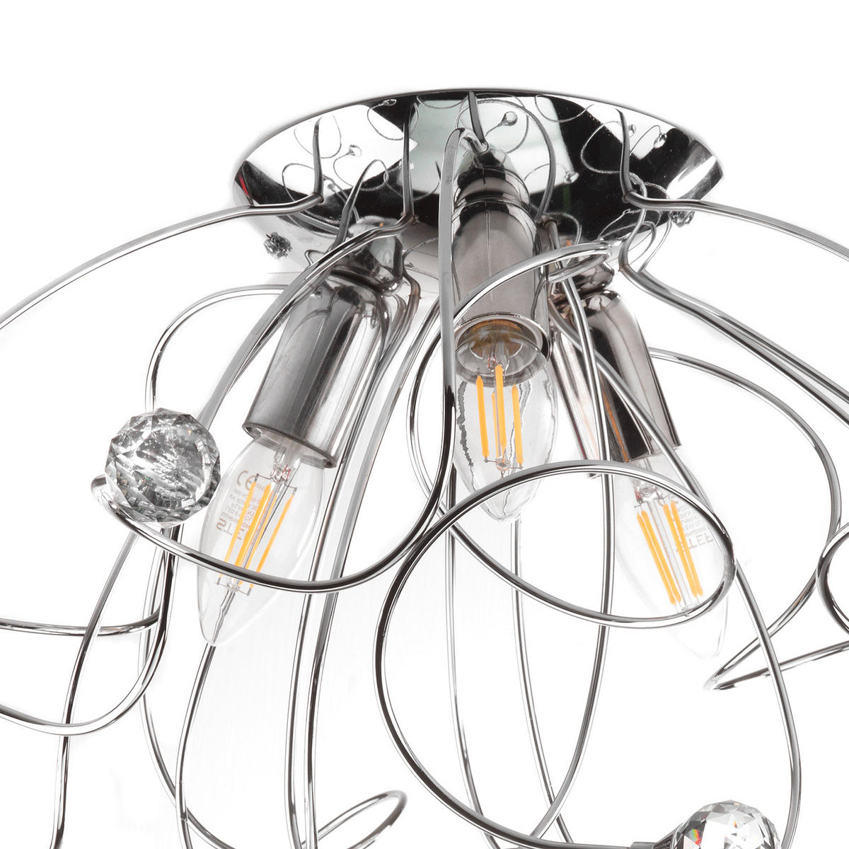 DECKENLEUCHTE 55/45 cm   - Chromfarben, KONVENTIONELL, Glas/Metall (55/45cm)