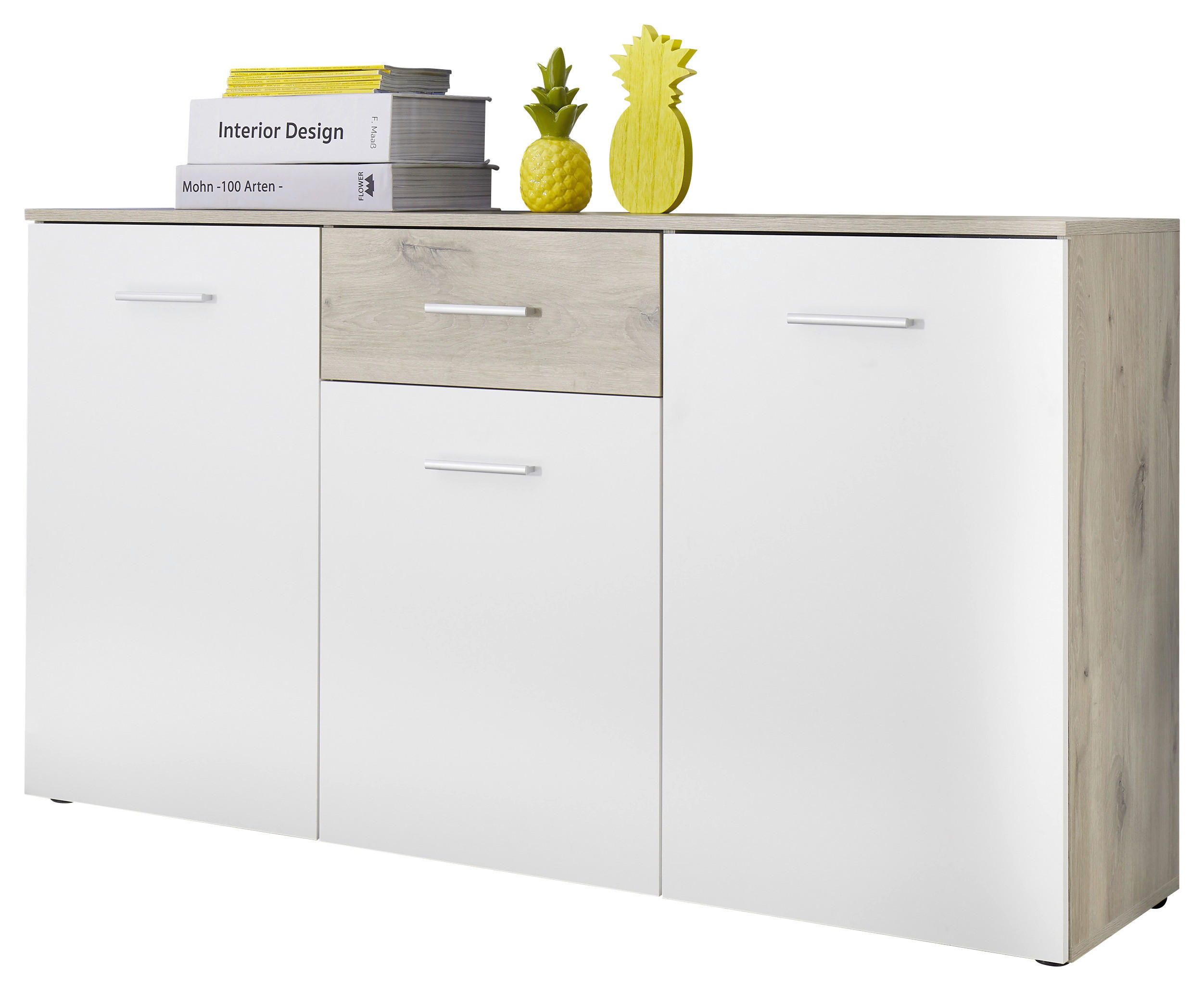 SIDEBOARD  in 150/82/40 cm  - Eichefarben/Silberfarben, Design, Holzwerkstoff/Kunststoff (150/82/40cm) - MID.YOU