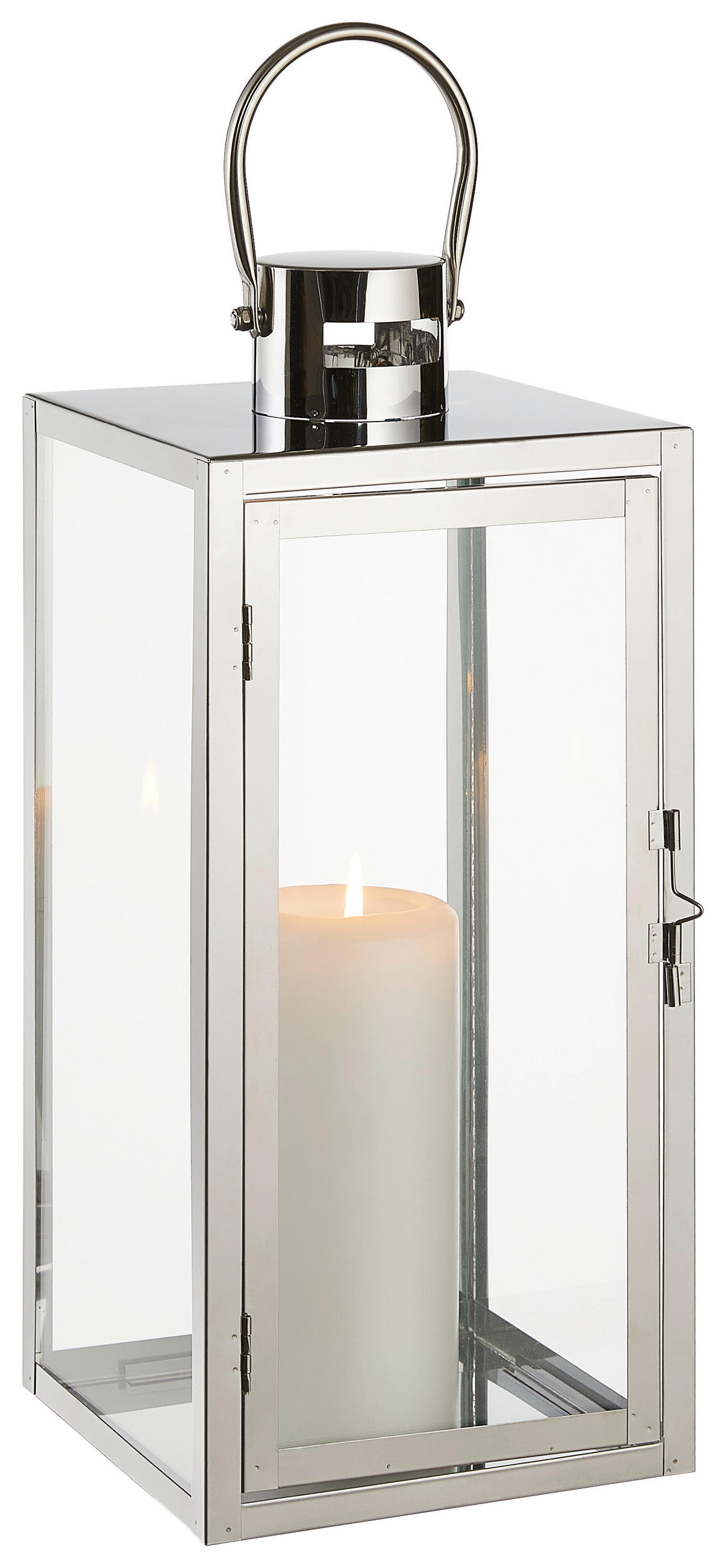 LATERNE - Chromfarben/Silberfarben, LIFESTYLE, Glas/Metall (17/40/17cm) - Ambia Home