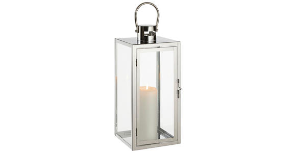 LATERNE - Chromfarben/Silberfarben, LIFESTYLE, Glas/Metall (17/40/17cm) - Ambia Home