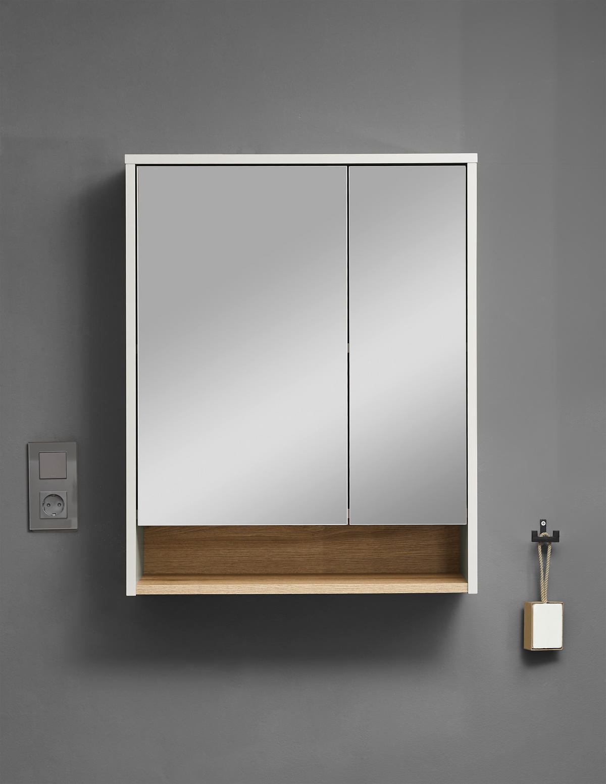 SPIEGELSCHRANK 60/75/22 cm  - Kaschmir/Eichefarben, MODERN, Glas/Holzwerkstoff (60/75/22cm) - MID.YOU