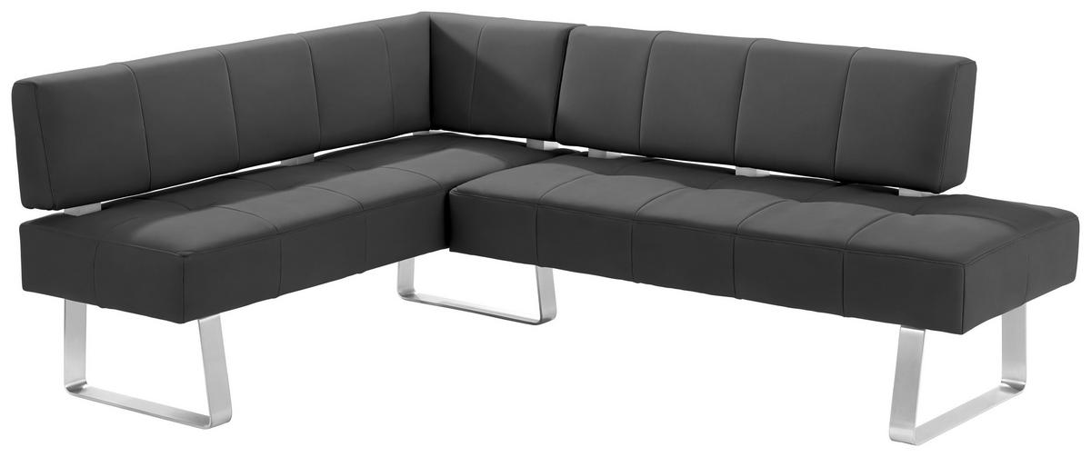 ECKBANK 165/227 cm Mikrofaser Edelstahlfarben, Dunkelbraun Metall   - Edelstahlfarben/Dunkelbraun, Design, Textil/Metall (165/227cm) - Moderano