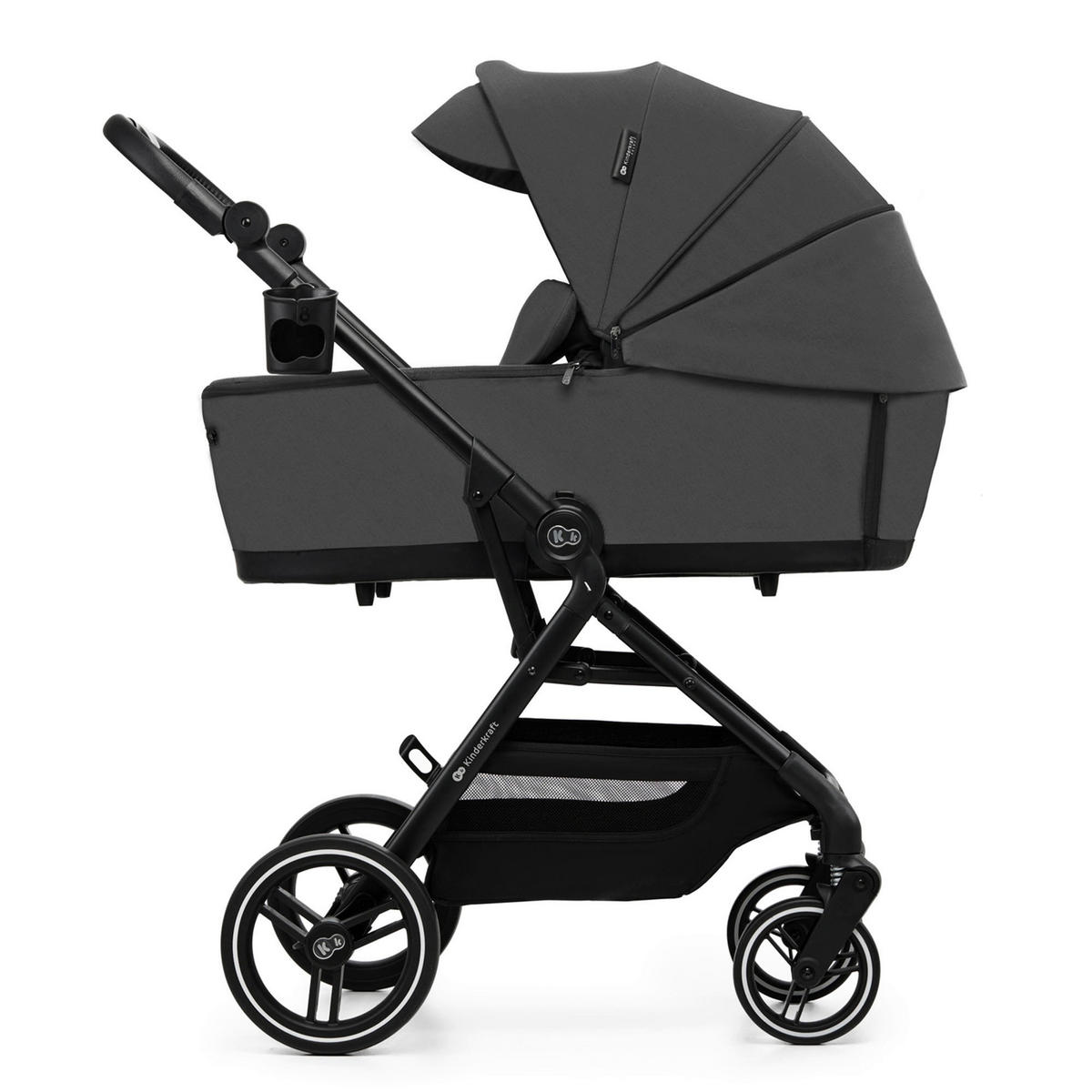 KINDERWAGEN Yoxi 3in1  - Schwarz Hochglanz/Grau, Basics, Kunststoff/Textil (107/59/97cm) - Kinderkraft