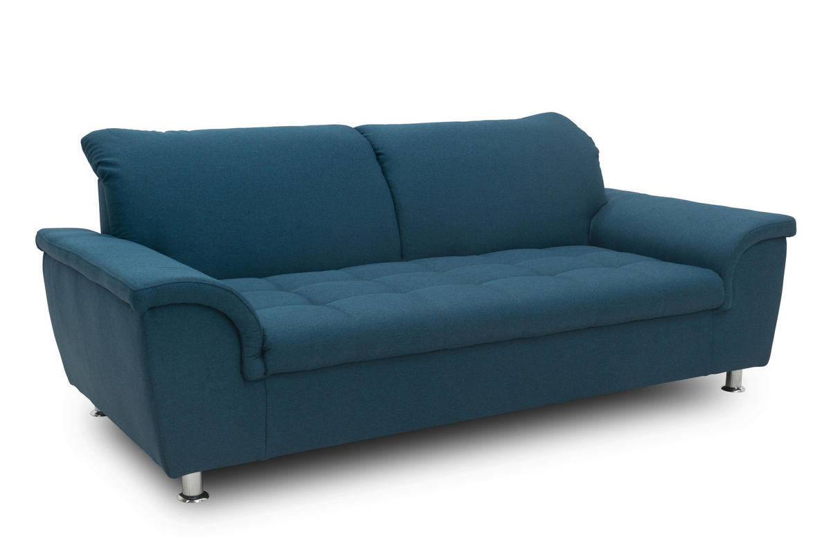 2-SITZER-SOFA Webstoff Dunkelblau  - Chromfarben/Dunkelblau, KONVENTIONELL, Textil/Metall (210/81/97cm) - MID.YOU