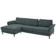 ECKSOFA  in Chenille, Flachgewebe Blau  175/316 cm  - Blau/Schwarz, Design, Textil/Metall (175/316cm) - Dieter Knoll