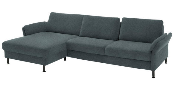 ECKSOFA  in Chenille, Flachgewebe Blau  175/316 cm  - Blau/Schwarz, Design, Textil/Metall (175/316cm) - Dieter Knoll