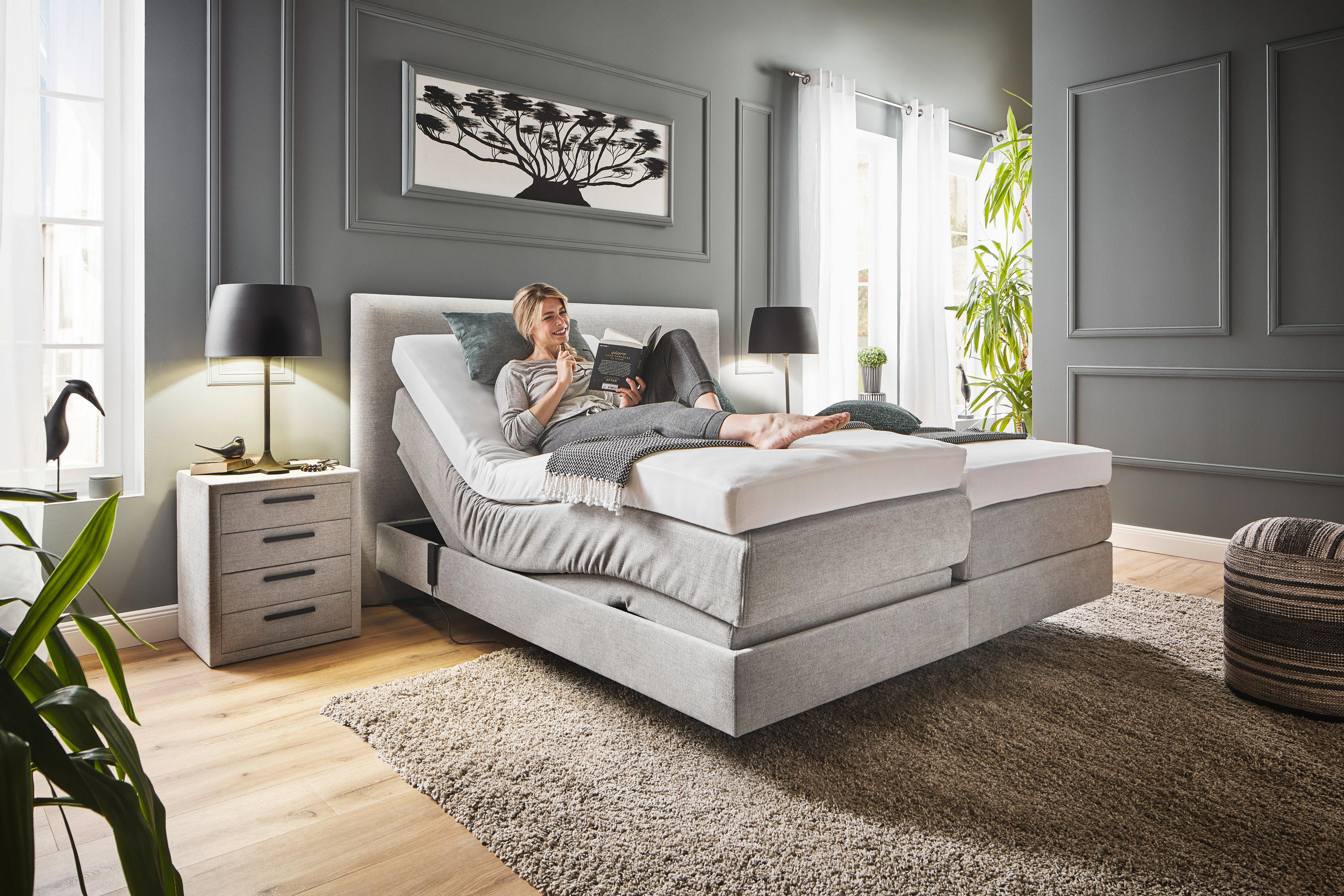 Thumbnail - Dieter Knoll Boxspringbett, Beige, Textil, H3 + H4, Höhe ca. 20 cm, 180x200 cm, gepolstertes Kopfteil, Topper geteilt, i...