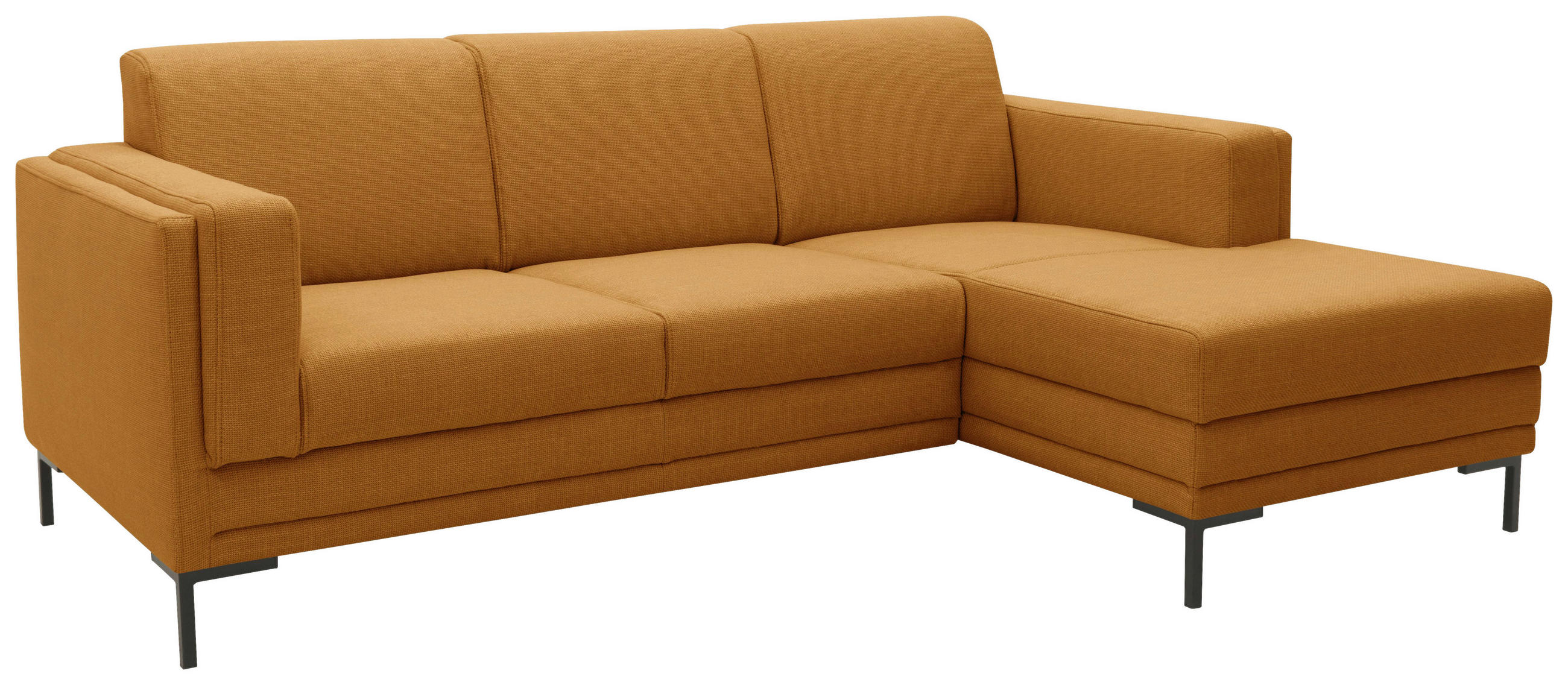 ECKSOFA Orange Webstoff  - Schwarz/Orange, Design, Textil/Metall (214/146cm) - LOOKS by W.Joop