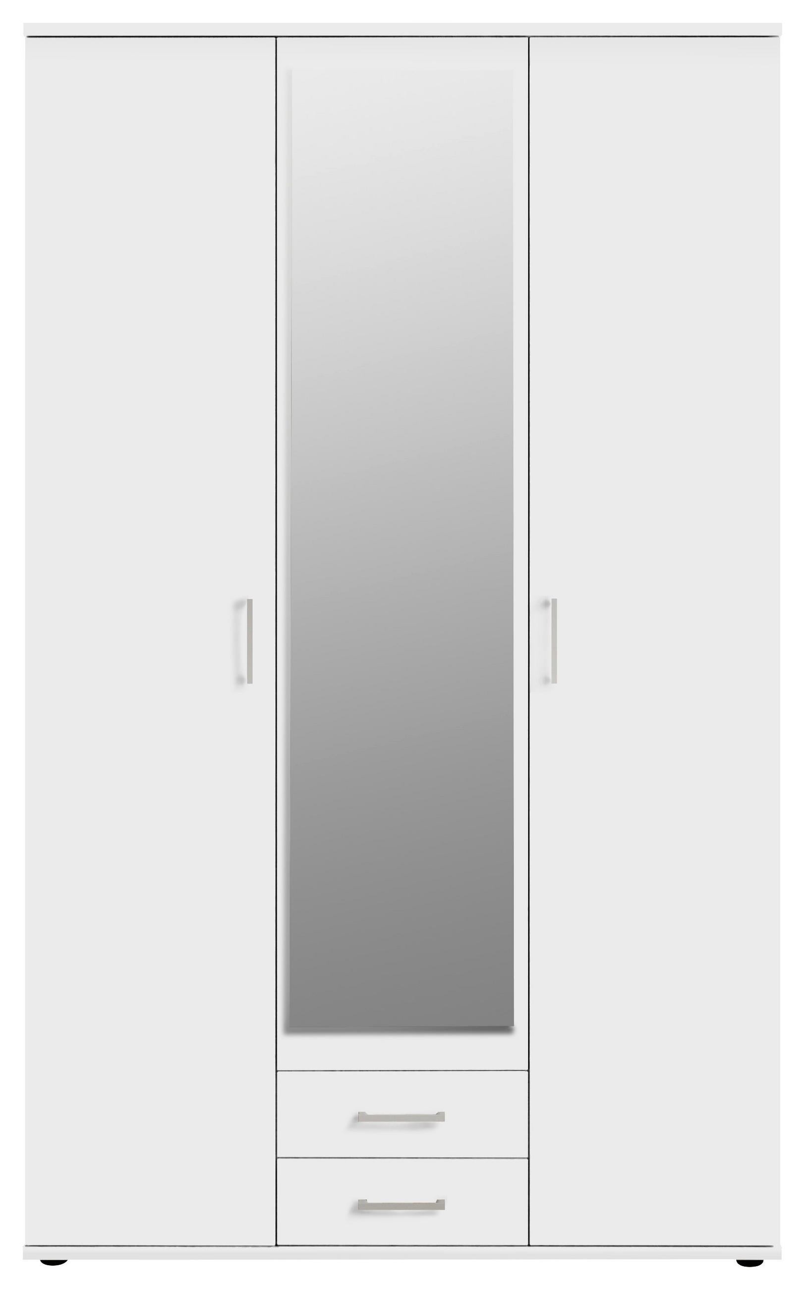 KLEIDERSCHRANK 120/196/53,5 cm 3-türig Weiß  - Alufarben/Weiß, KONVENTIONELL, Glas/Holzwerkstoff (120/196/53,5cm) - Boxxx