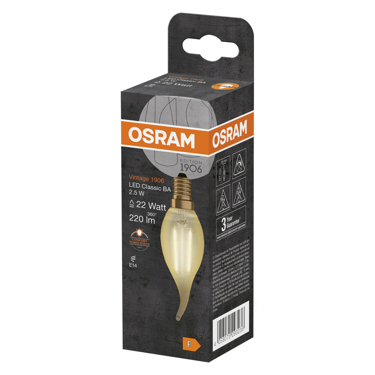 LED-LEUCHTMITTEL   E14 2,5 W 220 lm 2 Stück  - Goldfarben, Basics, Glas (3,5/12,1cm) - Osram