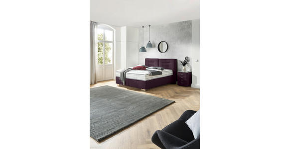 BOXSPRINGBETT 180/200 cm,  in Brombeere, Matratze, H2 + H3 = mittel + fest  - Chromfarben/Brombeere, KONVENTIONELL, Textil (180/200cm) - Dieter Knoll