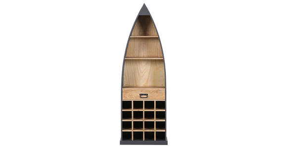 BOOTSREGAL Mangoholz massiv Anthrazit, Naturfarben  - Anthrazit/Schwarz, LIFESTYLE, Holz/Holzwerkstoff (60/182/36cm) - Landscape