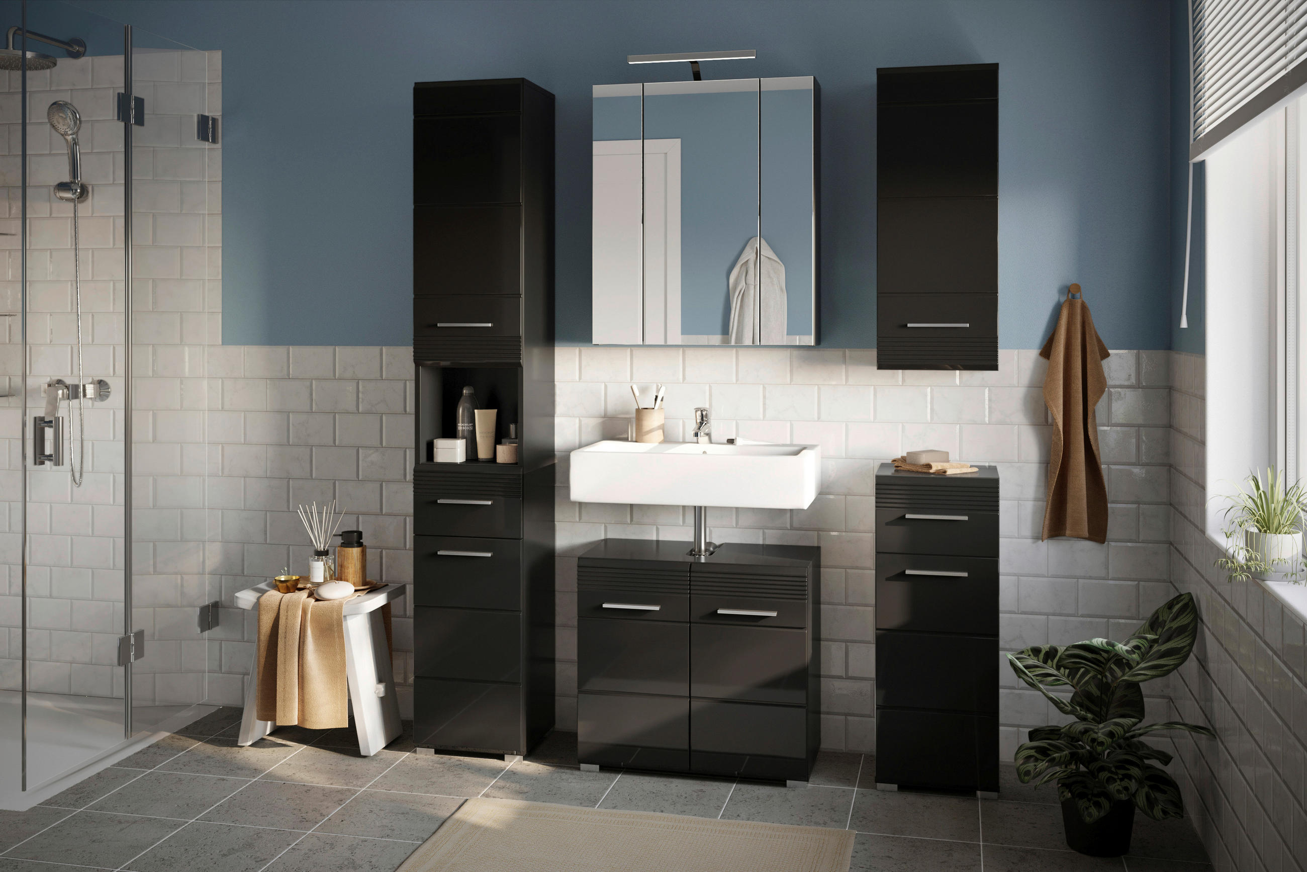 SPIEGELSCHRANK 60/71/19 cm  - Schwarz, MODERN, Glas/Holzwerkstoff (60/71/19cm) - MID.YOU