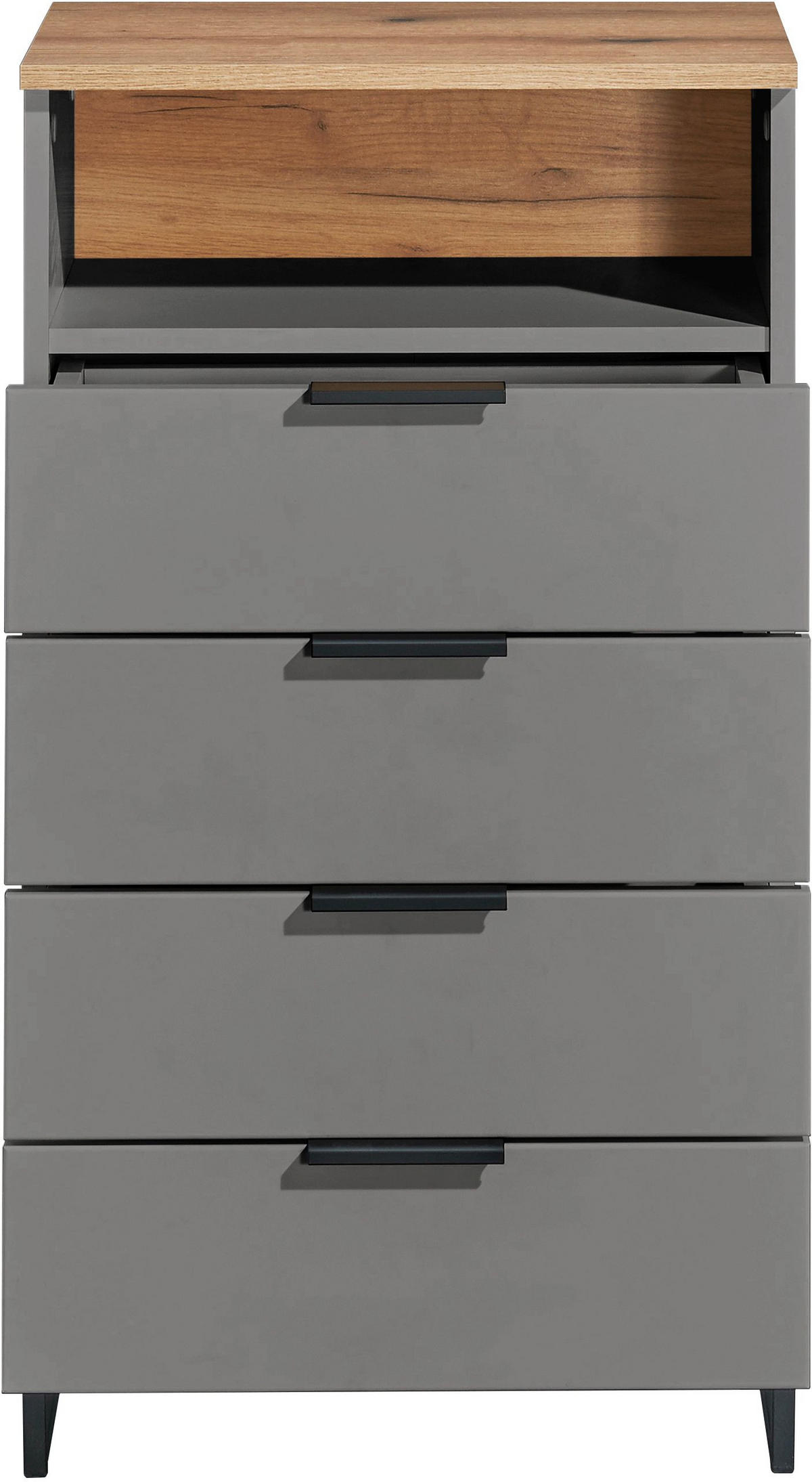 MIDISCHRANK 50/91/32 cm  - Eichefarben/Schwarz, KONVENTIONELL, Holzwerkstoff/Metall (50/91/32cm) - home24