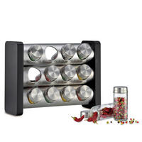 GEWÜRZREGAL - Edelstahlfarben/Schwarz, Basics, Glas/Kunststoff (29,5/22/12,5cm) - KÜCHENPROFI