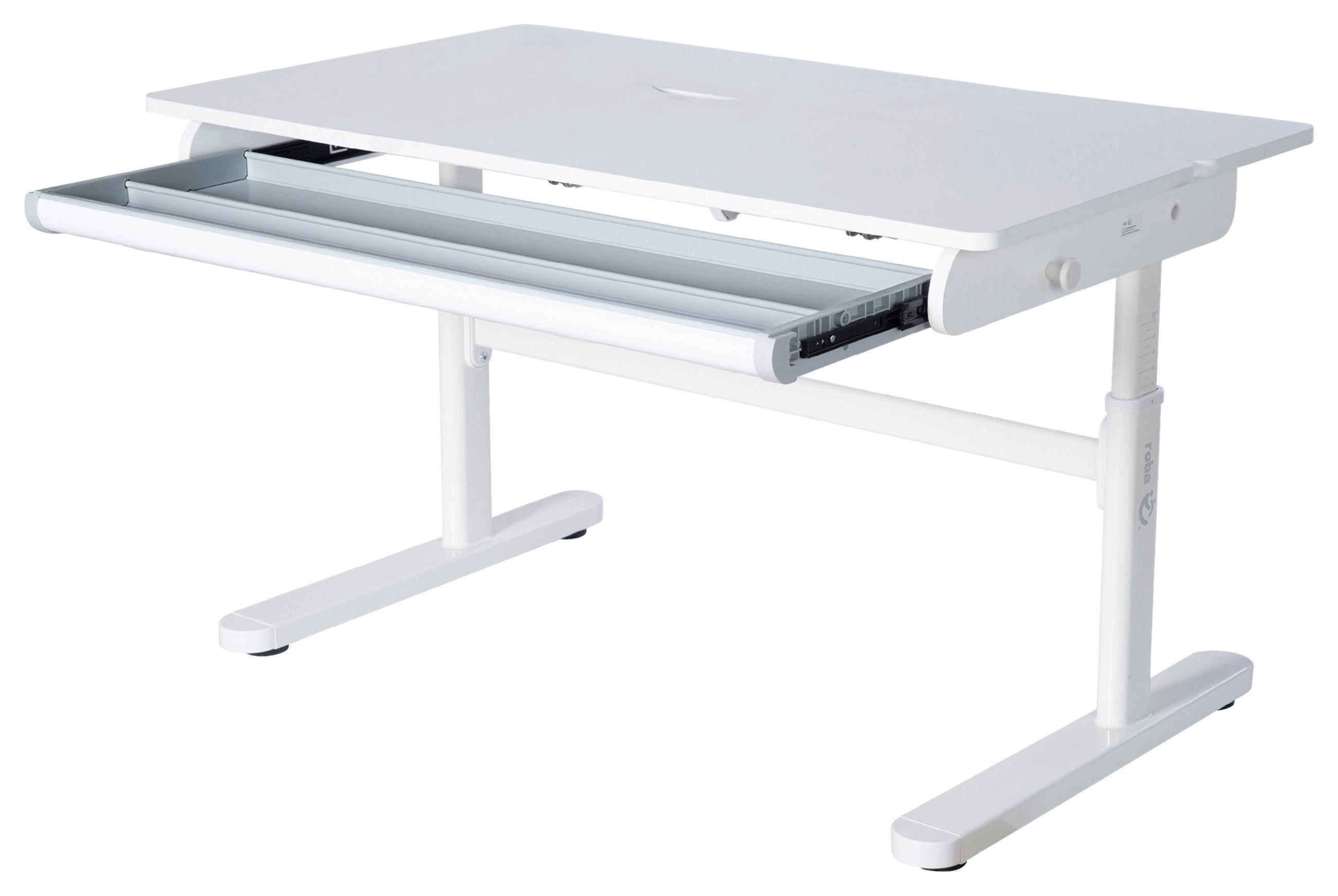 SCHREIBTISCH  Weiß höhenverstellbar  - Weiß, MODERN, Holzwerkstoff/Metall (109,5/62-78/60cm) - Roba