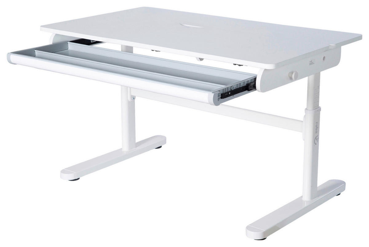 SCHREIBTISCH  Weiß höhenverstellbar  - Weiß, MODERN, Holzwerkstoff/Metall (109,5/62-78/60cm) - Roba