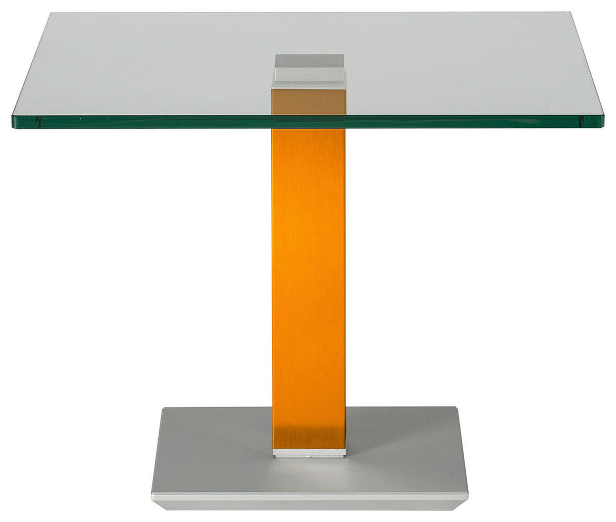 BEISTELLTISCH 60/60/46-65 cm Gelb, Edelstahlfarben quadratisch  - Edelstahlfarben/Gelb, Design, Glas/Kunststoff (60/60/46-65cm)