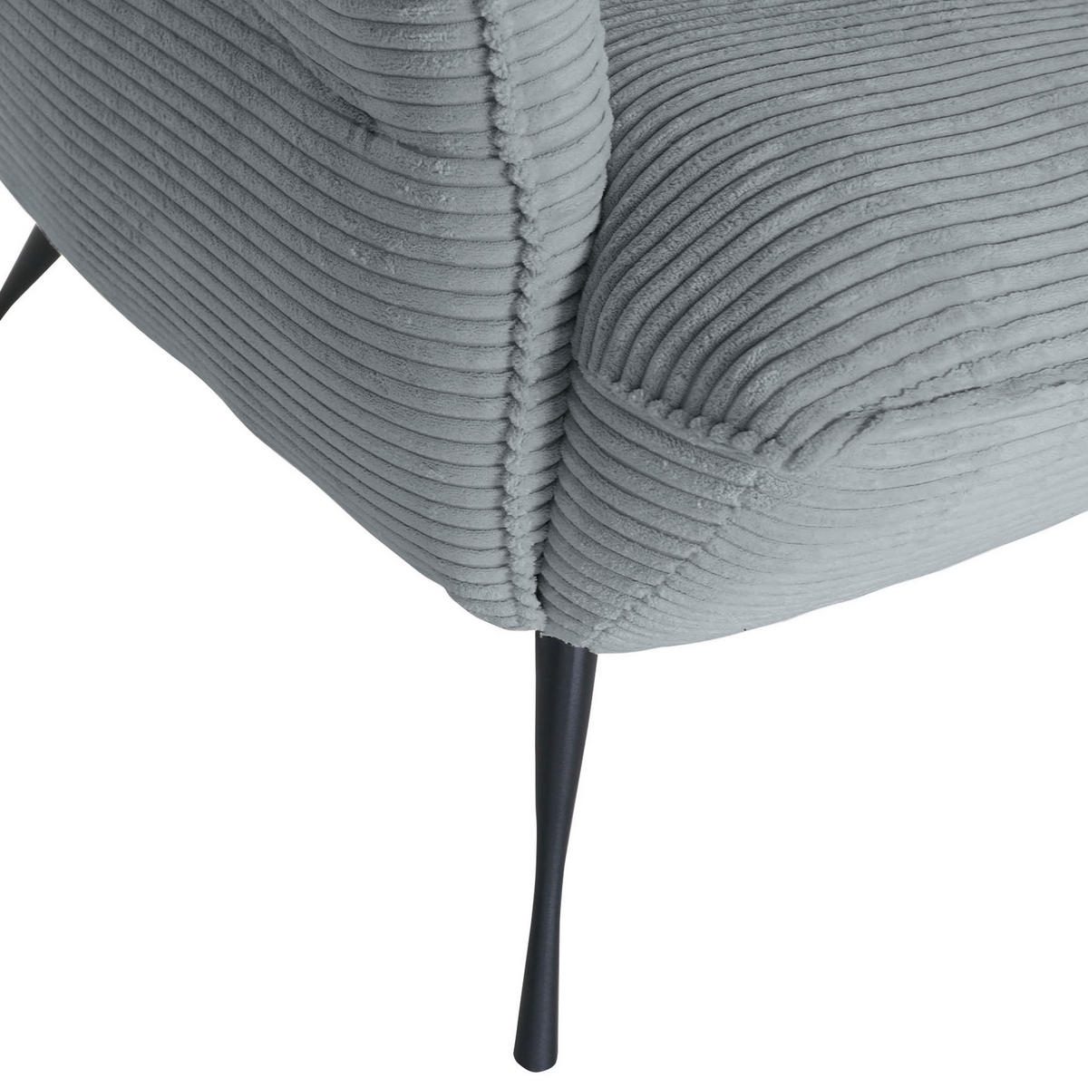 OHRENSESSEL in Cord Hellgrau  - Hellgrau/Schwarz, KONVENTIONELL, Textil/Metall (83/110/92cm) - MID.YOU