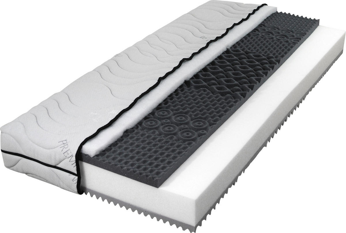 KALTSCHAUMMATRATZE 160/200 cm, Höhe ca.: 23 cm, Wendematratze mit unterschiedlichen Härtegraden, H2 + H3 = mittel + fest, 7-Zonen - Weiß, Basics, Textil (160/200cm) - Boxxx