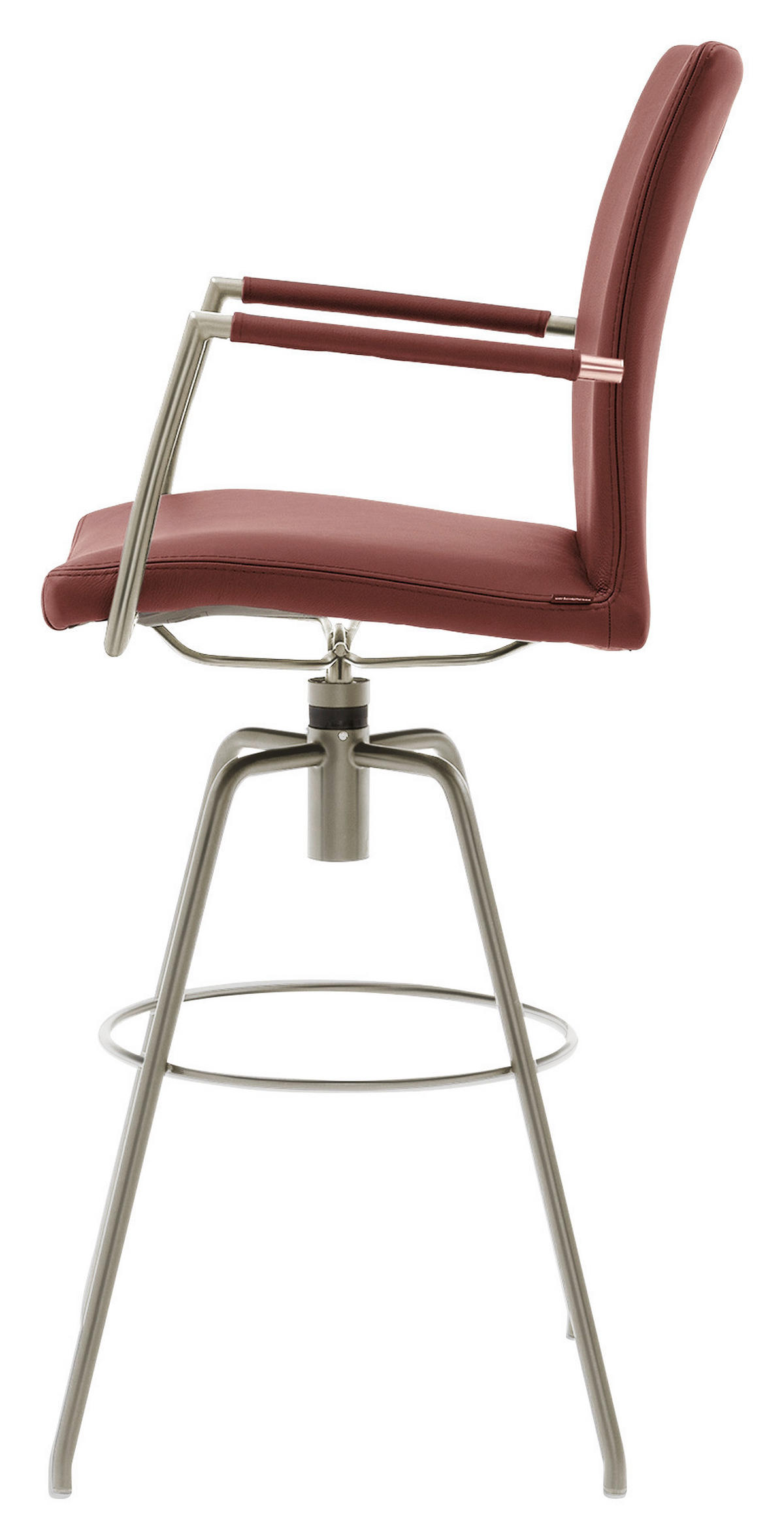 BARHOCKER Echtleder Rot Lederauswahl, Stoffauswahl, Typenauswahl, automatische Rückholfunktion  - Rot, Design, Leder/Metall (55/114/58cm) - Musterring