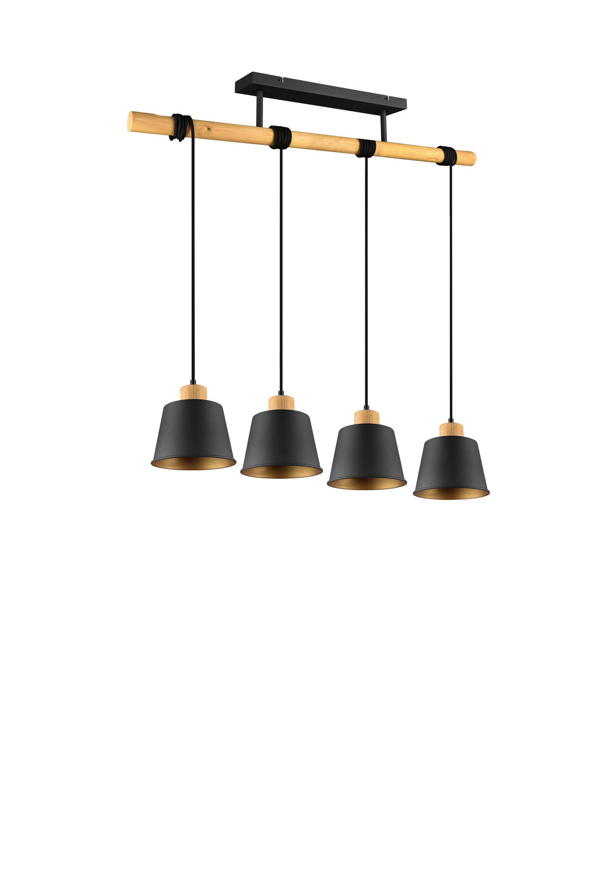 PENDELLAMPA Harris 18/150 cm  - svart/guldfärgad, Modern, metall/trä (18/150cm) - Trio Leuchten