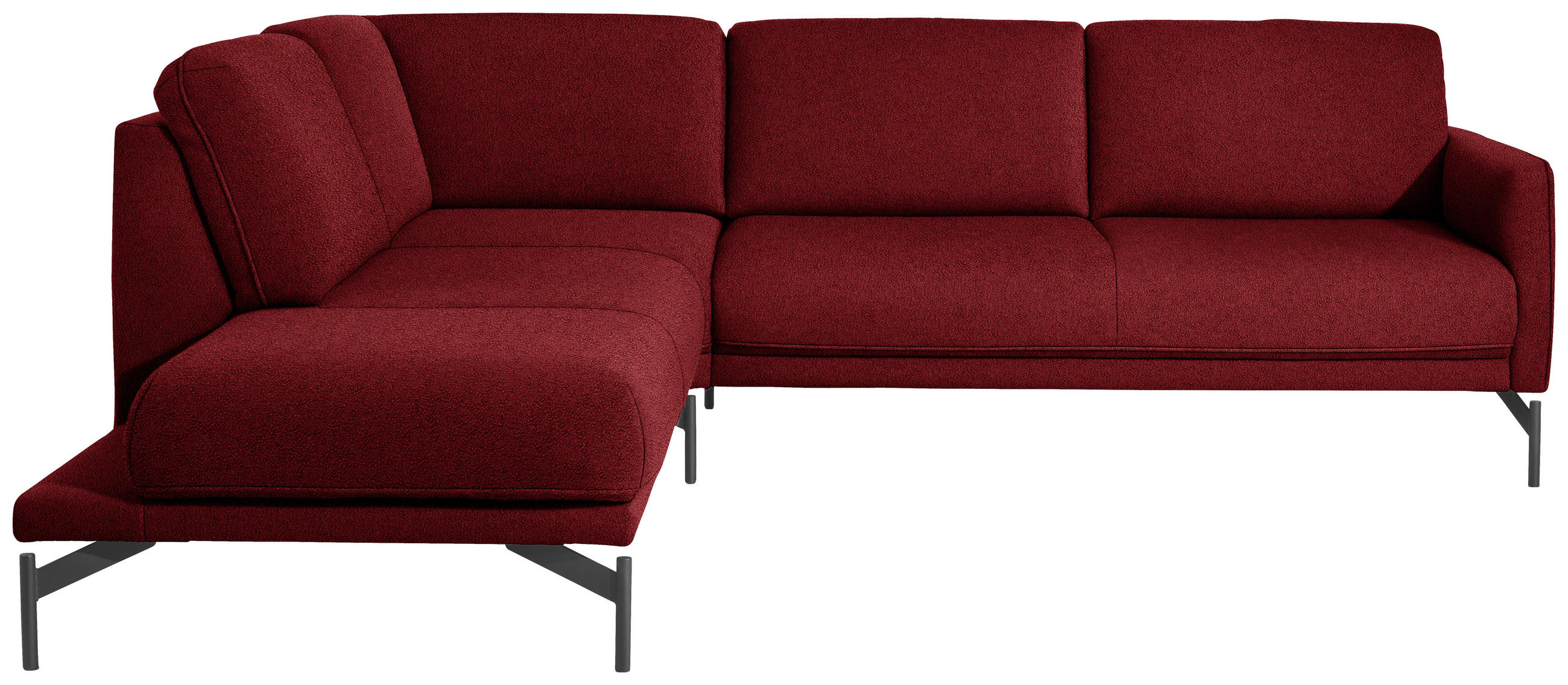 ECKSOFA in Flachgewebe, Struktur Rot  230/254 cm  - Anthrazit/Rot, Design, Textil/Metall (230/254cm) - Johann Jakob