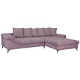 ECKSOFA Lila Cord Rückenkissen, Armlehnenkissen, Rücken echt  - Lila/Schwarz, KONVENTIONELL, Textil/Metall (332/231cm) - Carryhome