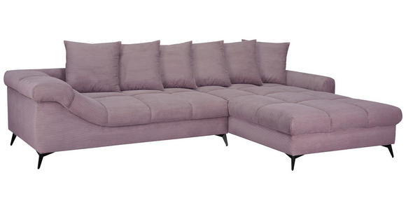 ECKSOFA Lila Cord Rückenkissen, Armlehnenkissen, Rücken echt  - Lila/Schwarz, KONVENTIONELL, Textil/Metall (332/231cm) - Carryhome