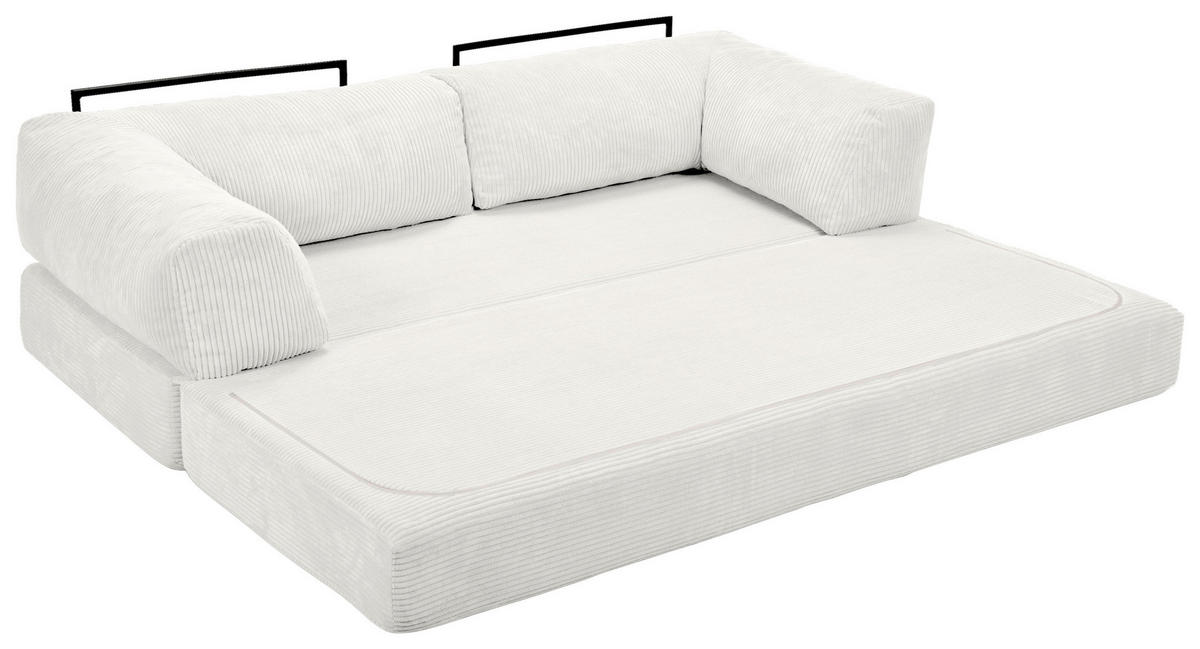SCHLAFSOFA Cord Creme  - Creme, KONVENTIONELL, Textil/Metall (200/77/80cm) - Carryhome