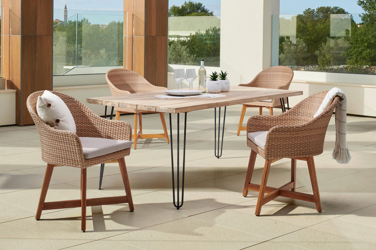 GARTENSESSEL Akazie Stahl Hellbraun  - Hellbraun, MODERN, Holz/Kunststoff (62/86/64cm) - Ambia Garden